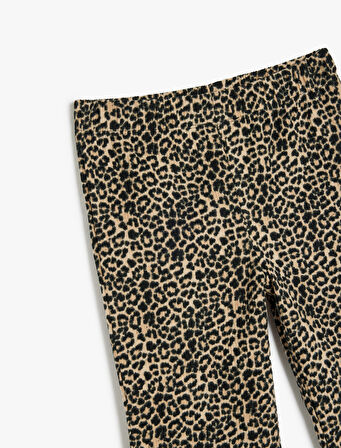 Leopar Desenli Şardonlu İspanyol Paça Pantolon