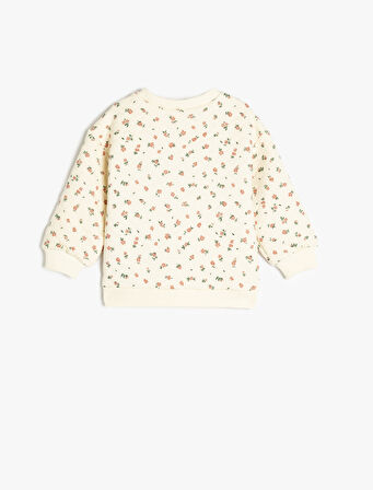 Çiçek Desenli Pamuklu Uzun Kollu Sweatshirt