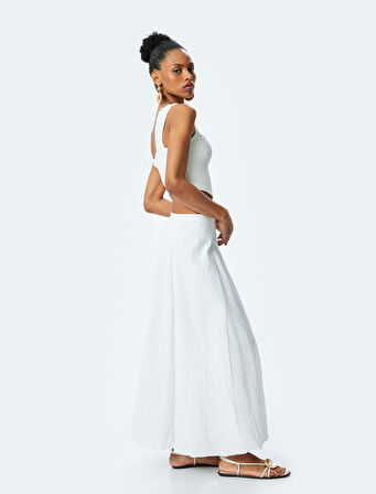 Astarlı Pamuklu Yüksek Bel Uzun Balon Etek