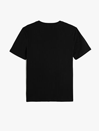 Bisiklet Yaka Kısa Kollu Pamuklu Baskılı Slim Fit Tişört