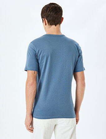 Slogan Baskılı Pamuklu Bisiklet Yaka Kısa Kollu Slim Fit Tişört