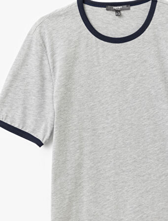 Bisiklet Yaka Kısa Kollu Pamuklu Biyeli Slim Fit Tişört