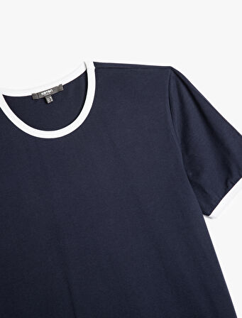 Bisiklet Yaka Kısa Kollu Pamuklu Biyeli Slim Fit Tişört