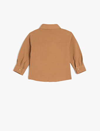 Pamuklu  Uzun Kollu Cep Detaylı Polo Yaka Sweatshirt