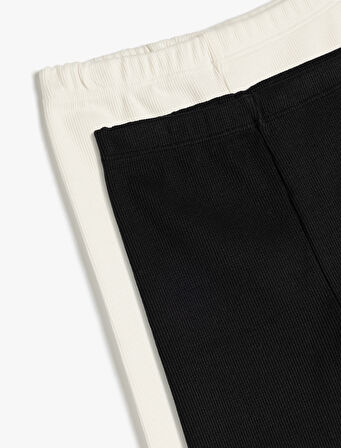 2'li Basic Kısa Tayt Beli Lastikli Pamuklu