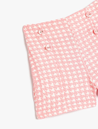 Düğme Detaylı Yüksek Bel Tüvit Şort