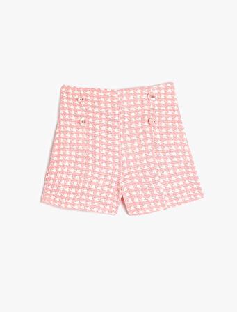 Düğme Detaylı Yüksek Bel Tüvit Şort