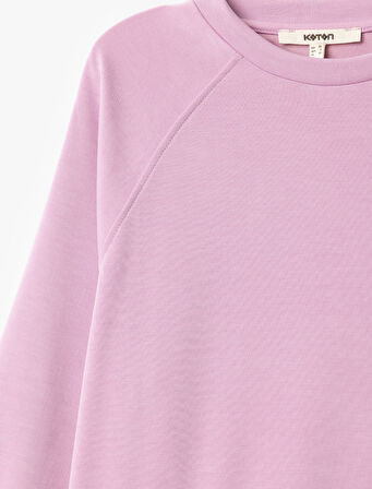 Modal Kumaş Rahat Kesim Uzun Kollu Bisiklet Yaka Kadın Basic Sweatshirt