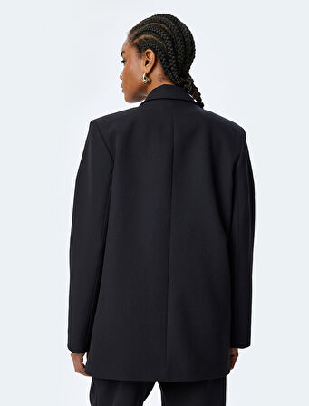 Aksesuar Detaylı Kruvaze Oversize Blazer Ceket