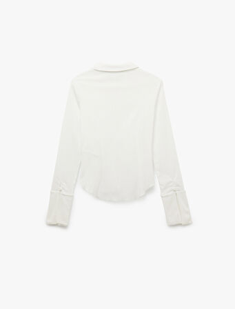 Bürümcük Kumaş Uzun Kollu Drapeli Slim Fit Gömlek