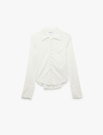 Uzun Kollu Düğmeli Slim Fit Gömlek Yaka Tişört