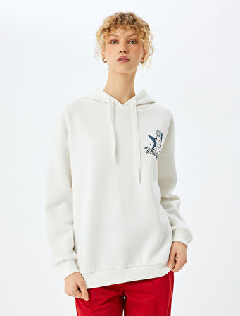 Arkası Baskılı Kapüşonlu Oversize Sweatshirt