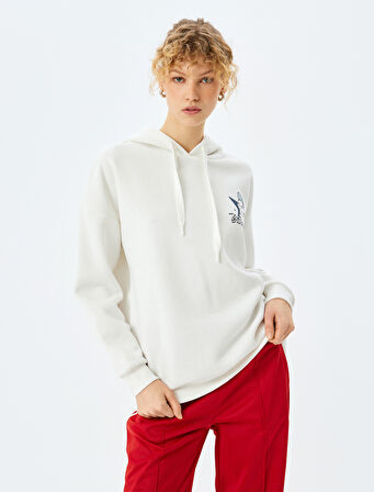 Arkası Baskılı Kapüşonlu Oversize Sweatshirt
