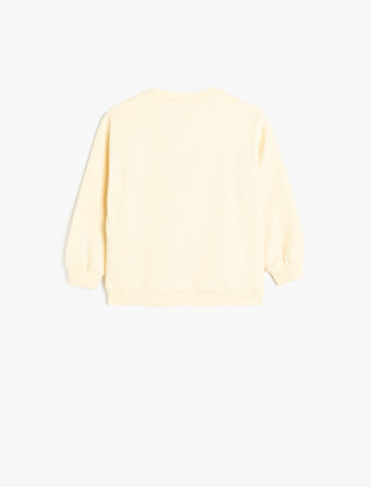 Slogan Baskılı Bisiklet Yaka Uzun Kollu Pamuklu Sweatshirt