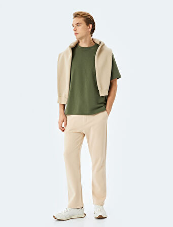 Pamuk Karışımlı Cep Detaylı Regular Fit Şardonlu Beli Bağcıklı Eşofman Altı