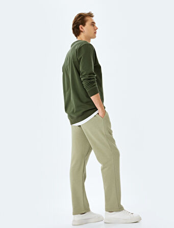 Pamuk Karışımlı Cep Detaylı Regular Fit Şardonlu Beli Bağcıklı Eşofman Altı