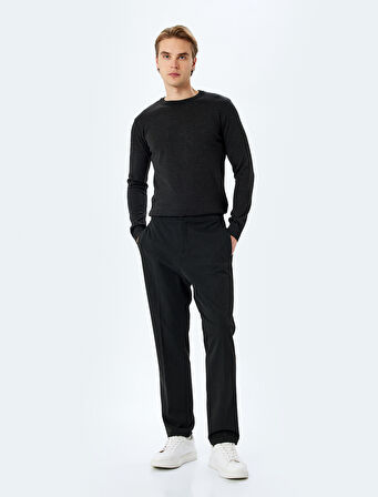 Bisiklet Yaka Uzun Kollu Basic Yün Karışımlı Triko Kazak