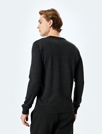 Bisiklet Yaka Uzun Kollu Basic Yün Karışımlı Triko Kazak