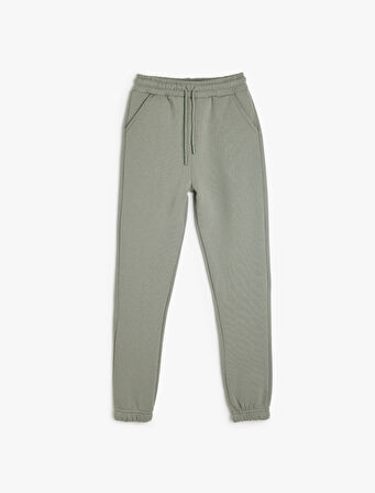 Cep Detaylı Beli Bağlamalı Şardonlu Basic Jogger Eşofman Altı