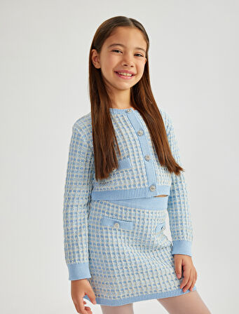 Düğme Detaylı Beli Lastikli A Kesim Triko Etek