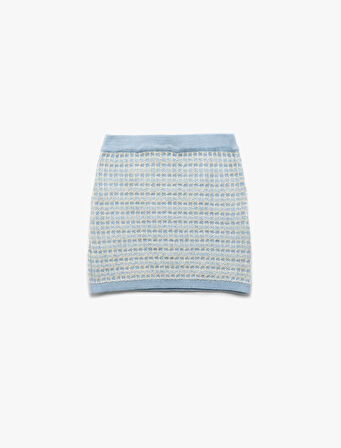 Düğme Detaylı Beli Lastikli A Kesim Triko Etek