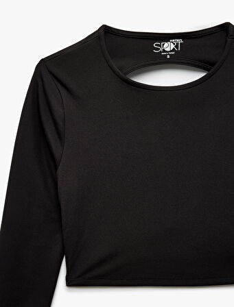 Sırtı Pencere Detaylı Uzun Kollu Slim Fit Crop Spor Tişört
