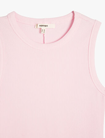 Slim Fit Pamuklu Kolsuz Bisiklet Yaka Fitilli Atlet