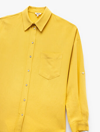 Cepli Viskon Keten Karışımlı Uzun Kollu Gömlek