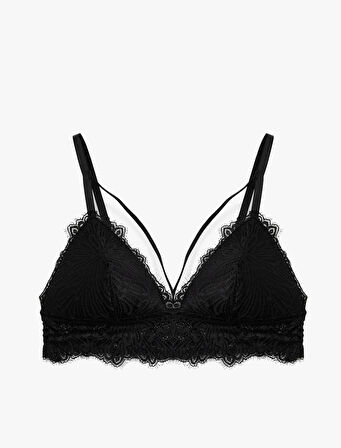 Çapraz Askı Detaylı Balensiz Dantelli Bralet Sütyen