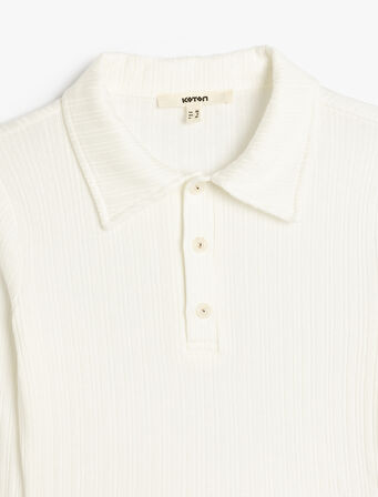 Uzun Kollu Düğmeli Slim Fit Polo Yaka Tişört
