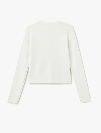 Yün Karışımlı Bisiklet Yaka Uzun Kollu Düğmeli Triko Hırka