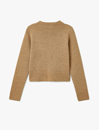 Bisiklet Yaka Uzun Kollu Düğmeli Triko Hırka