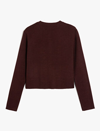 Bisiklet Yaka Uzun Kollu Düğmeli Triko Hırka