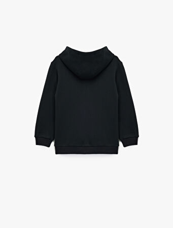 Şardonlu Uzun Kollu Fermuarlı Kapşonlu Sweatshirt