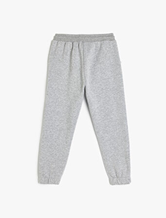 Baskı Detaylı Cepli Beli Bağlamalı Pamuklu Şardonlu Eşofman Altı 