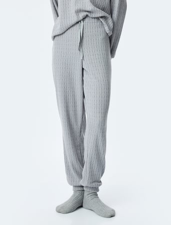 Rahat Kalıp Örgü Desenli Jogger Pijama Altı