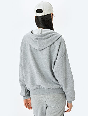 Fermuarlı Kanguru Cepli Oversize Kapüşonlu Sweatshirt
