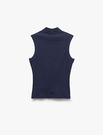 Pamuklu Slim Fit Dik Yaka Kolsuz Atlet