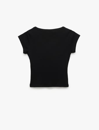 Pamuklu Slim Fit Kısa Kollu Bisiklet Yaka Tişört