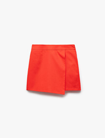 Regular Fit Kruvaze Mini Keten Şort Etek