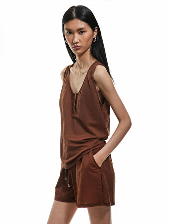 Regular Fit Cepli Beli Bağcıklı Normal Paça Mini Şort