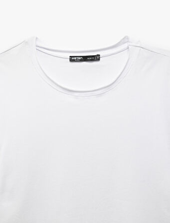 Kısa Kollu Bisiklet Yaka Pamuklu Erkek Slim Fit Tişört