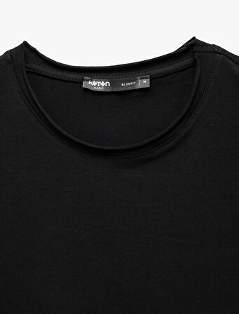 Kısa Kollu Bisiklet Yaka Pamuklu Erkek Slim Fit Tişört
