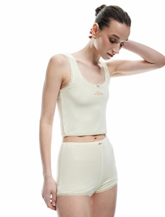 Modal Karışımlı Dantel Detaylı Şort Pijama Altı