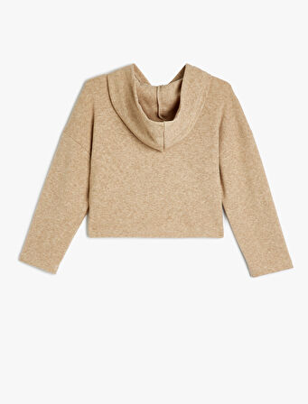 Viskon Karışımlı Kapşonlu Uzun Kollu Sweatshirt