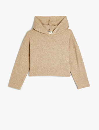 Viskon Karışımlı Kapşonlu Uzun Kollu Sweatshirt