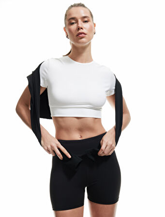 Yüksek Bel Slim Fit Biker Spor Tayt