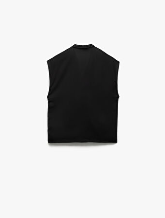 Krep Kumaş Drape Detaylı Kolsuz Kruvaze Bluz