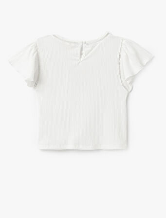 Bisiklet Yaka Kısa Kollu Dokulu Bluz