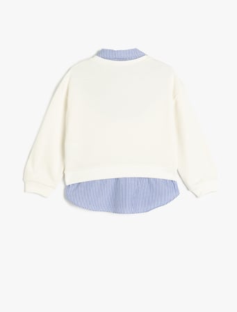 Gömlek Detaylı Uzun Kollu Oversize Sweatshirt